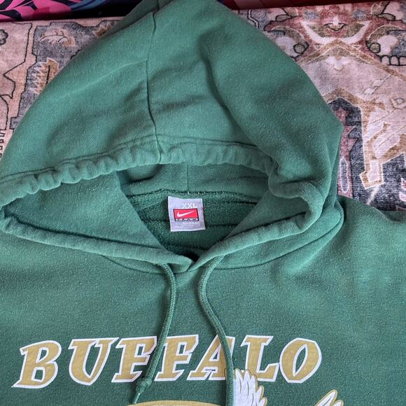 Vintage Nike Track Hoodie Embroidered Swoosh Pullover Green Sweatshirt XXL - Picture 5 of 10